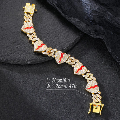 Iced Out Broken Love Bracelet And Necklace