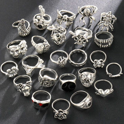 24 Pcs Gothic Skeleton Unisex Ring Set Accessories