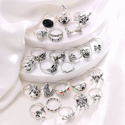 24 Pcs Gothic Skeleton Unisex Ring Set Accessories