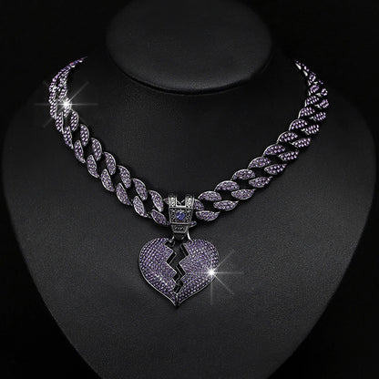 Love Pendant Necklace 16MM Cuban Chain Iced Out